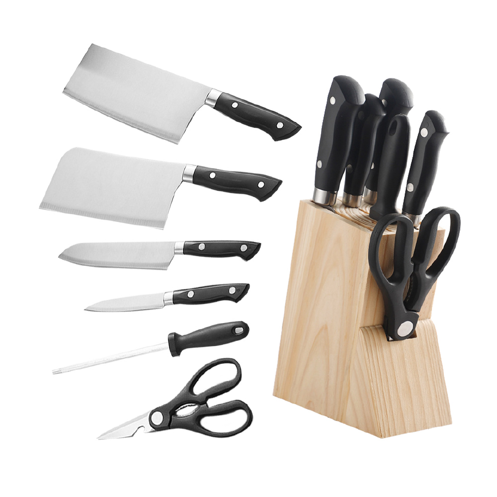 不鏽鋼廚房7件式刀具組(含木質刀座)