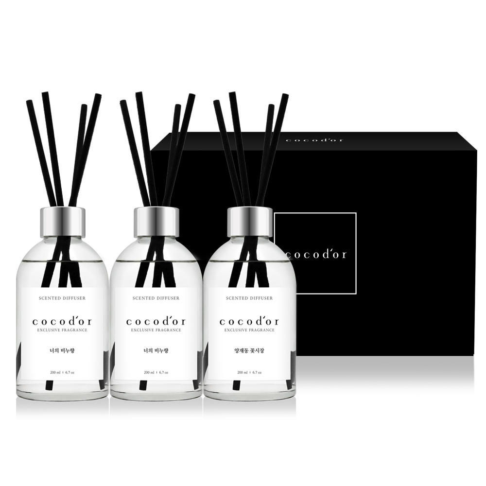 cocodor BLACK ONE擴香禮盒(200ml/3入組)-花草市集/森林晨香/純淨皂香