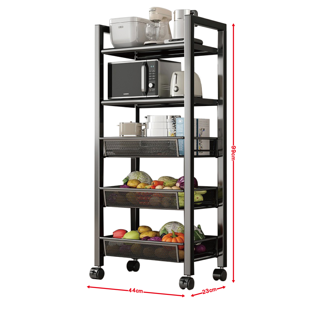 超強承重五層移動置物收納架