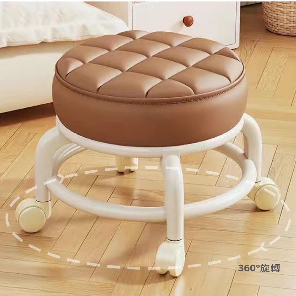 壓克力靜音萬向輪PU皮移動矮凳