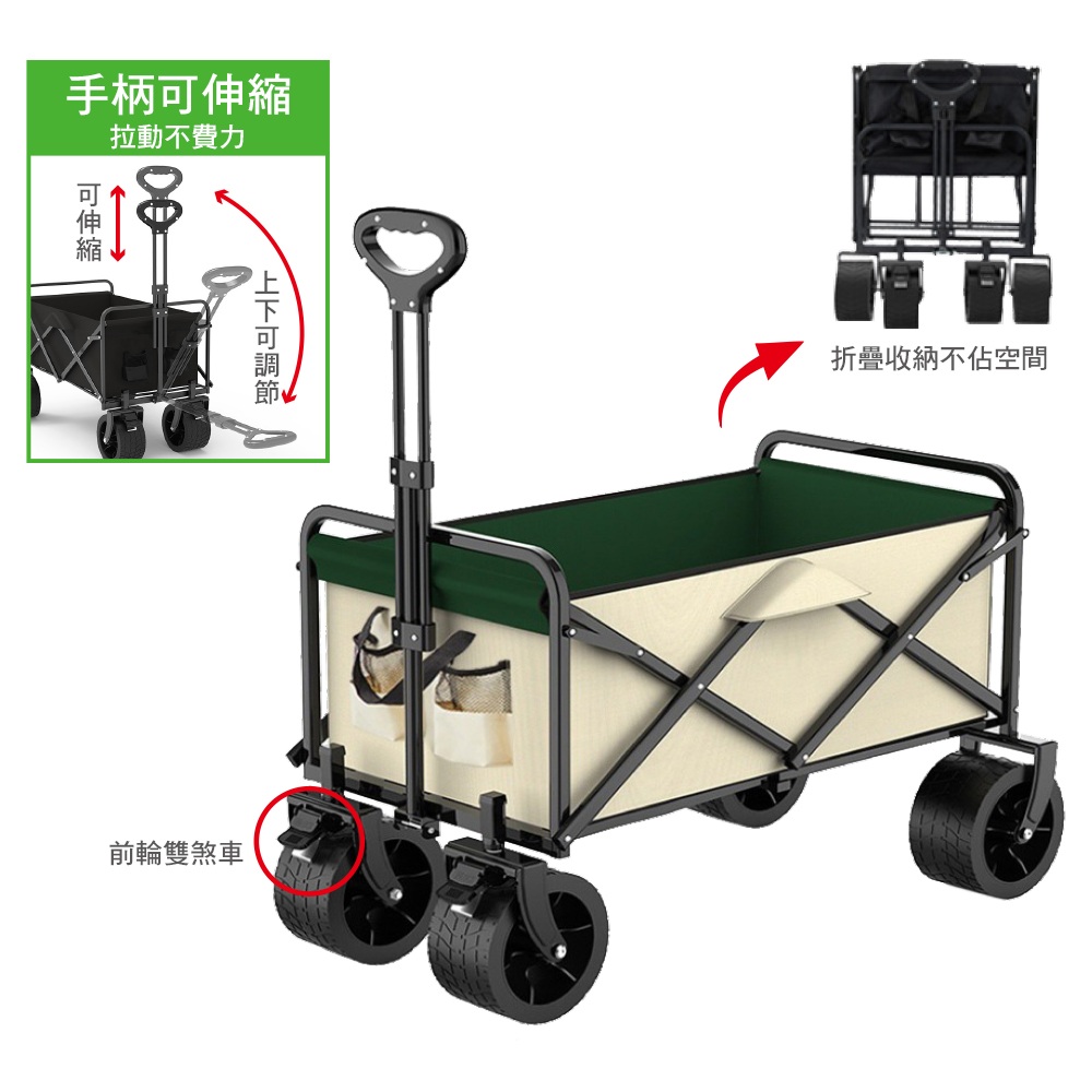 超強越野10吋坦克輪雙煞車300L摺疊露營車