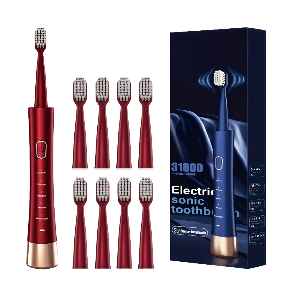 五段清潔充電式音波電動牙刷(共8個刷頭)