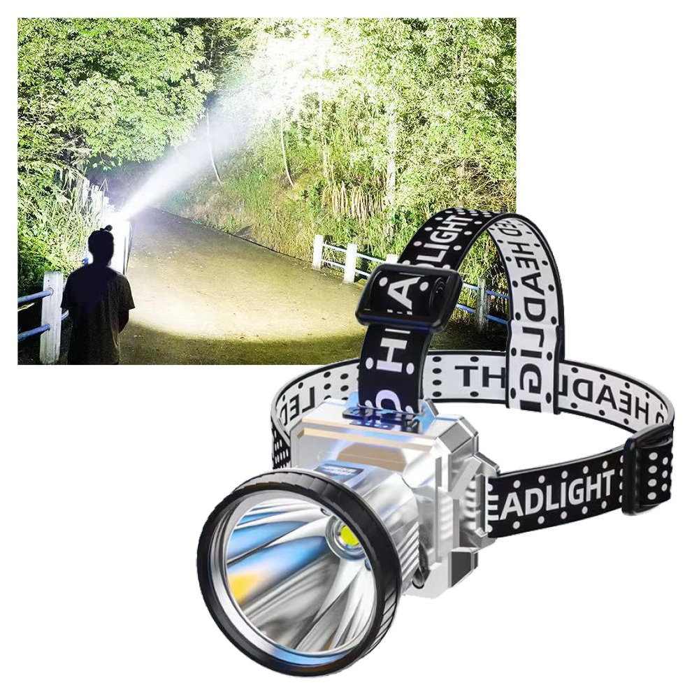 爆亮遠射LED強光充電頭燈