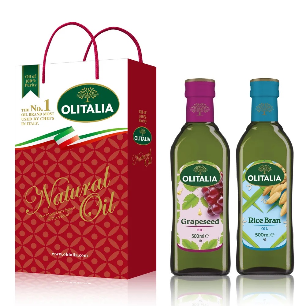 義大利Olitalia奧利塔 葡萄籽油+玄米油禮盒組(500mlx2瓶)
